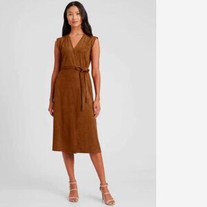 Banana Republic Vegan Suede Wrap Dress - Camel - US M - NWT